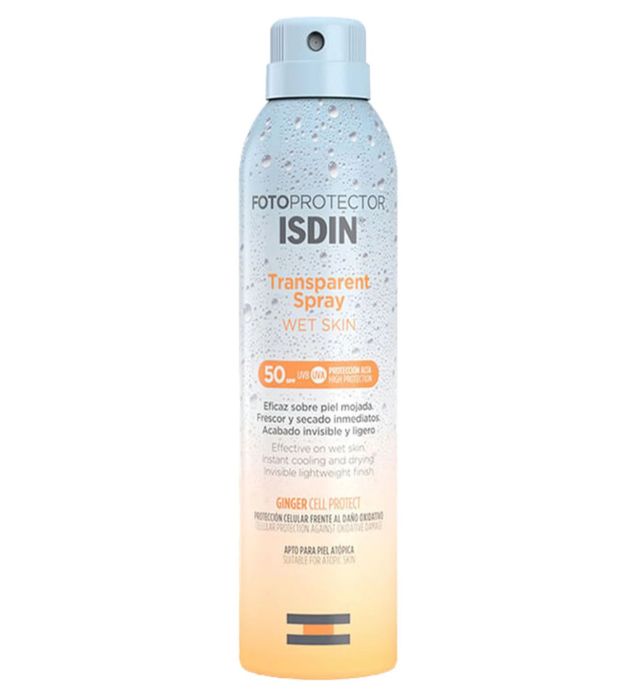 تصویر  اسپری ضدآفتاب بی رنگ ایزدین مدل Wet Skin با 50 SPF مناسب انواع پوست 100 میلی لیتر