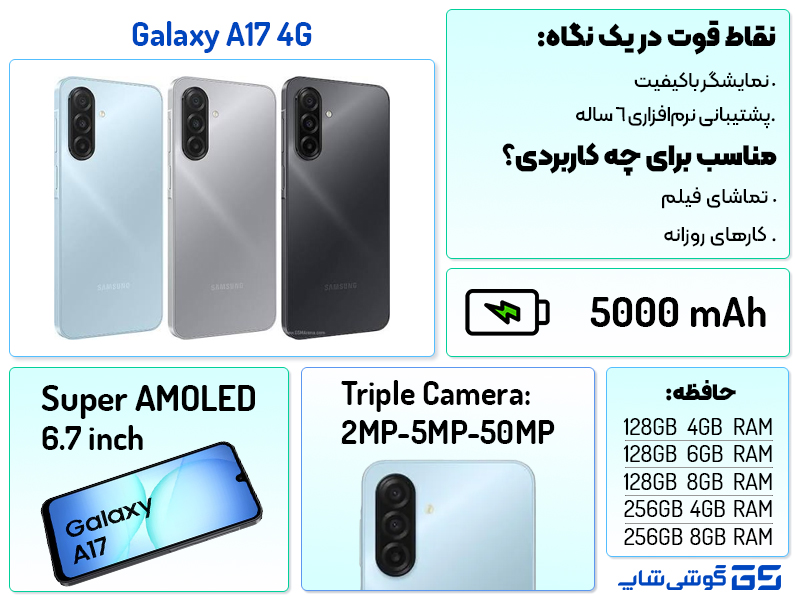 گوشی a17 فورجی